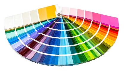 Obraz premium A fanned-out color swatch showing an array of hues, gradients, and tones for paint or design purposes