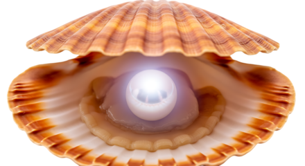 Seashell pearl luminescence isolated on a transparent background