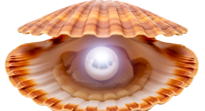 Seashell pearl luminescence isolated on a transparent background