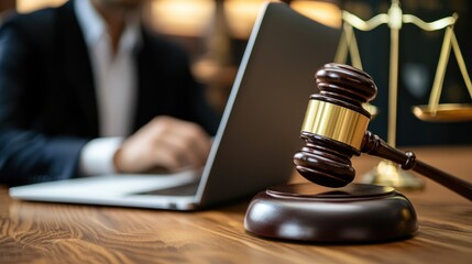 Gavel laptop justice scales