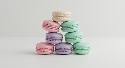 Colorful Macarons Arranged in Pyramid Shape