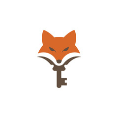 Obraz premium Fox key badge, orange woodland mascot, locked access idea, clever animal symbol, cybersecurity branding element, minimalist vector logo