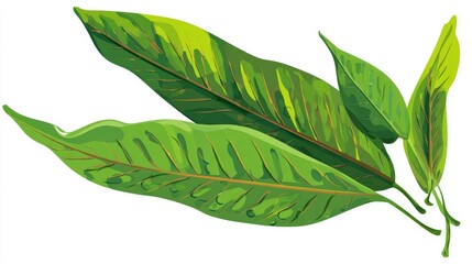 Fresh green leaf isolated on a white background, representing nature, plant, and organic freshness