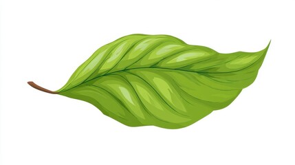 Illustration of a vibrant green leaf with detailed veins.