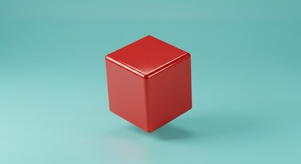 Fototapeta premium Glossy Red Balloon Shaped Like a Cube
