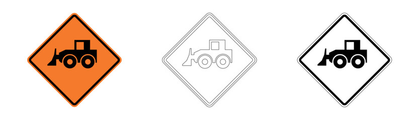 Machinery Crossing Traffic Sign in Vector Format