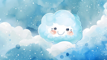 watercolor painting kawaii cute cloud
