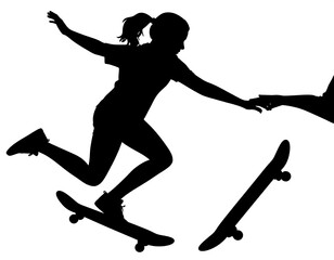 Silhouette of a girl skateboarding