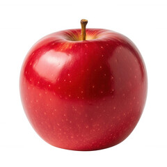 Shiny red apple with stem isolated on a transparent background fruit food