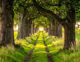 Lush tree-lined path