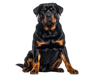 Fototapeta premium Strong Rottweiler Dog Sitting PNG