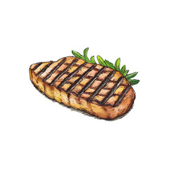 grilled chicken hand drawn illustration