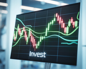 stock market graph on screen