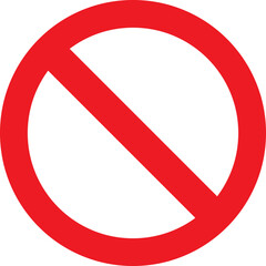 No entry sign. Red stop icon