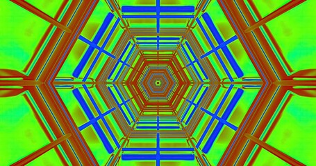 Colorful geometric pattern of a tunnel with vibrant shapes