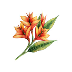 heliconia flower hand drawn illustration