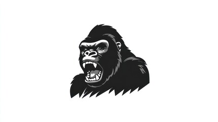 Aggressive gorilla illustration vector on white background for design