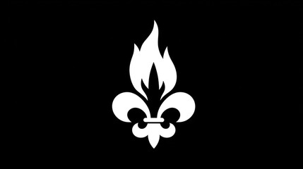 White fleur de lis and flame graphic against black background for design © Robin Bodronoyo