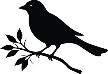 bird on a branch tree limb icon vector, wildlife habitat symbol illustration
