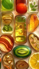 Microscopic view of a single cell with multiple organelles visible in sharp textures and fine biological details in high resolution.