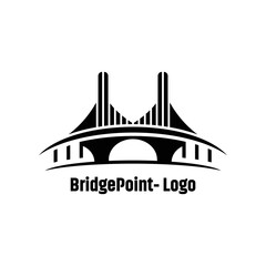 Fototapeta premium modern bridge logo, arched spans silhouette, infrastructure engineering brand mark, civil construction identity, transportation company emblem, vector