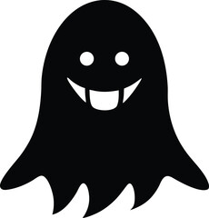 cute smiling ghost fantasy creature symbol vector, cartoon spirit silhouette illustration
