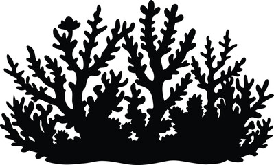 coral reef silhouette vector, ocean ecosystem illustration
