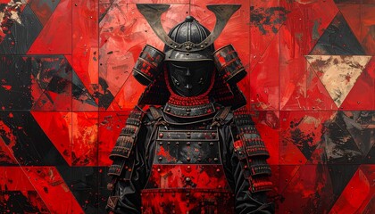 Powerful Bushido Warrior Armor in a Striking Red Design