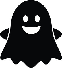 cute smiling ghost silhouette vector, friendly spirit illustration
