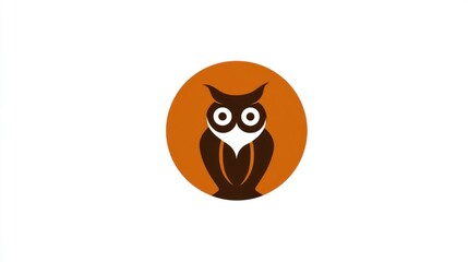 Illustration of a stylized owl emblem set inside a circular shape