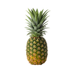 Fototapeta premium pineapple fruit with rough skin and green leaves, organic healthy ingredient for juice and dessert, exotic tropical fruit with spiky crown and sweet flavor