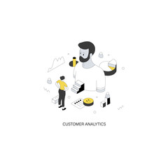 Flat Vector Illustration of Customer Analytics and Marketing Insights Concept