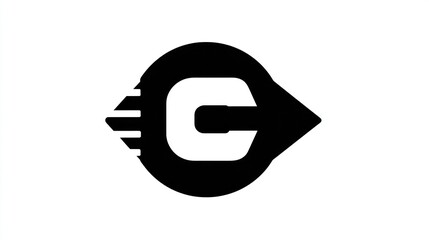 Abstract black letter c logo design with arrow shape and dynamic lines