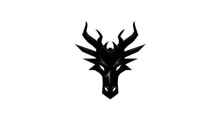 Stylized dragon head symbol on white background for design and branding