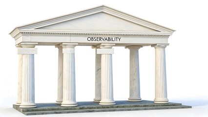 Obraz premium Digital observability concept with pillars of metrics logs and traces 