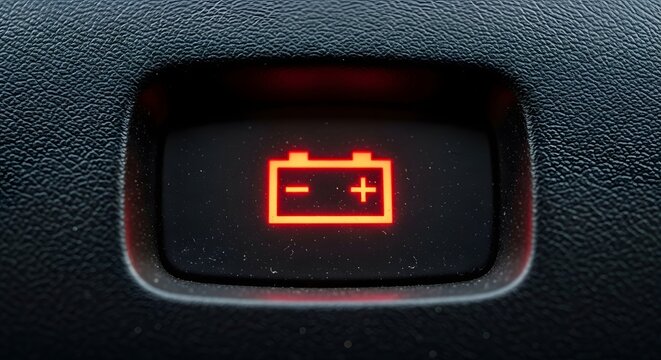 Car dashboard battery warning light indicator for vehicle maintenance and safety awareness