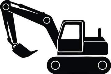 excavator construction digger icon vector, earthmoving equipment symbol illustration
