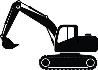 excavator industrial machine symbol vector, digging tool silhouette illustration
