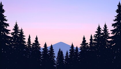 Silhouette forest mountain sunrise