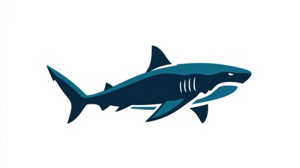 Stylized shark graphic on white background for diverse creative applications