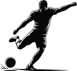 Obraz premium Soccer player kicking ball silhouette football