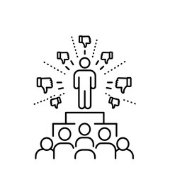 Vector Illustration of Hierarchy Structure with Person and Thumbs Down Negative Feedback in Modern Minimalist Style