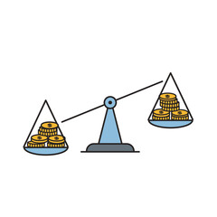 Business Vector Illustration featuring Scales and Coins in Balance Modern Finance Icon