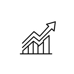 Line Vector Illustration of Business Growth Chart with Arrow Modern Minimalist Icon