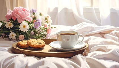 Coffee, cookies, and flowers