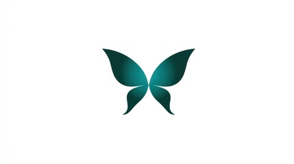 Teal butterfly silhouette on white background vector design concept