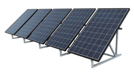 Modern solar panel array generating clean renewable energy for sustainable future isolated on transparent background