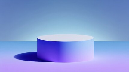 A minimalist modern three-dimensional cylindrical object with smooth finish transitions from light purple to blue hue ag