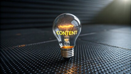 Light bulb with content text on dark background  
