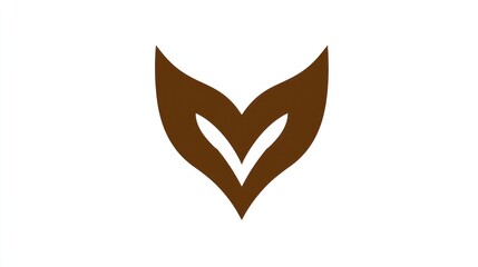Abstract brown leaf or heart shape symbol on white background